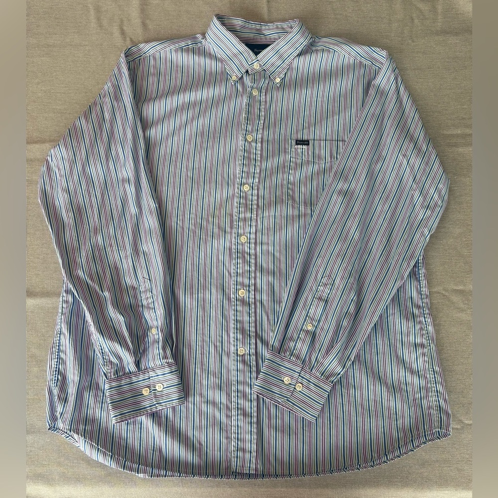 Faconnable Long Sleeve Button Down Shirt Mens Xxl pinstripes 100% Cotton